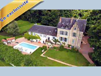 Château restauré à vendre en Val d’Allier à 20 min Vichy (03): 471 m², 15 pièces, piscine, greniers aménageables, caves voûtées habitables. Parc 3,6 ha